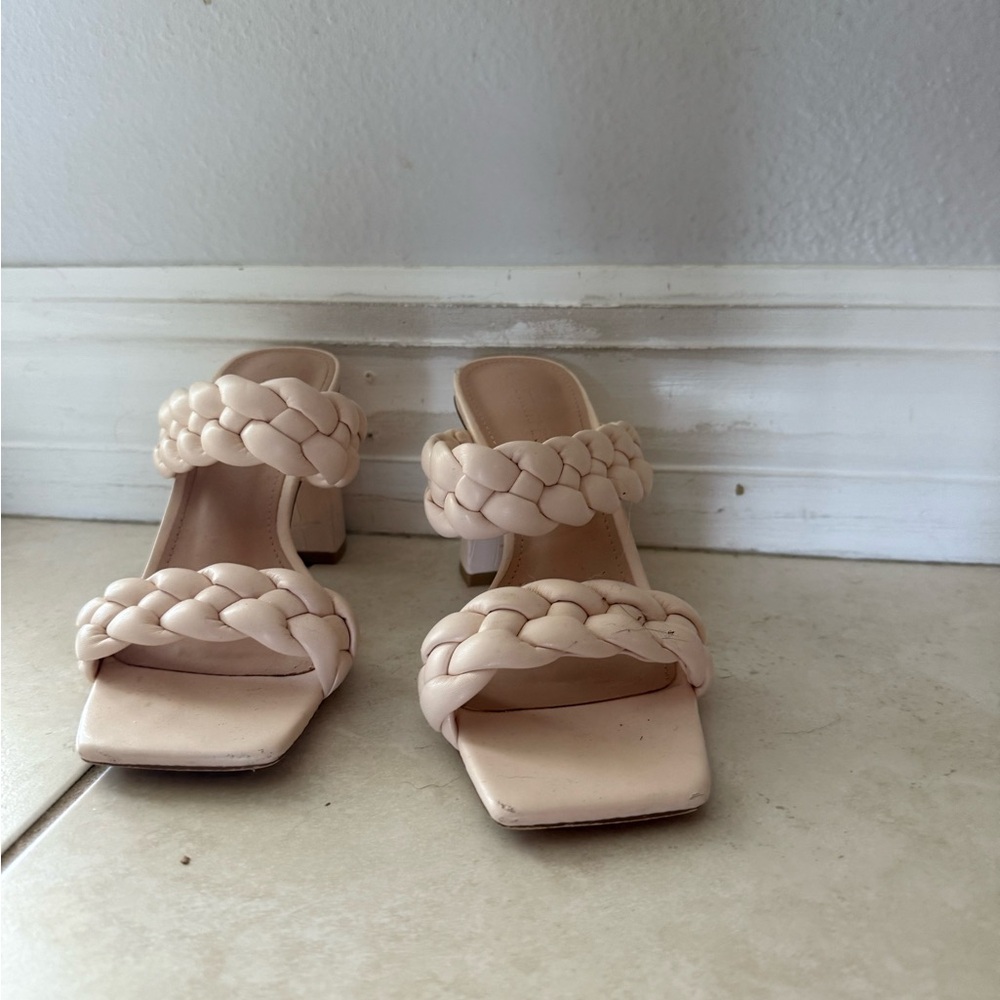 Cream colored braided heels